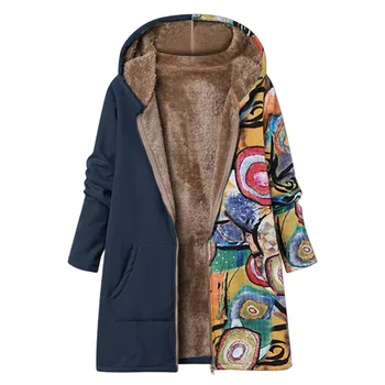 

Plus Size Parka Women Jackets Female Fur Warm Winter Coat Women Zipper Hooded Parka Printed Jacket Long Coat Parkas With Pockets