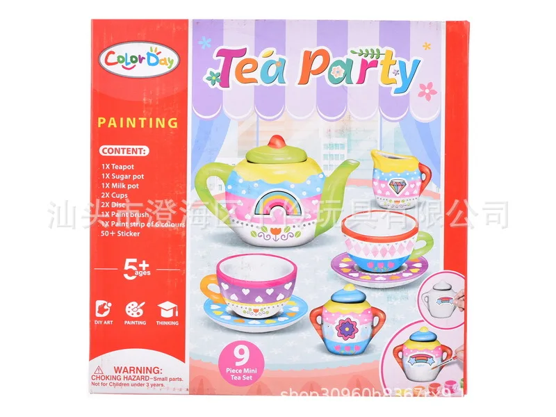 

DIY Coloured Drawing Graffiti Tea Pot Set Children'S Educational Graffiti Tea Pot Creative Handmade Coloured Drawing Toy Hot Sel