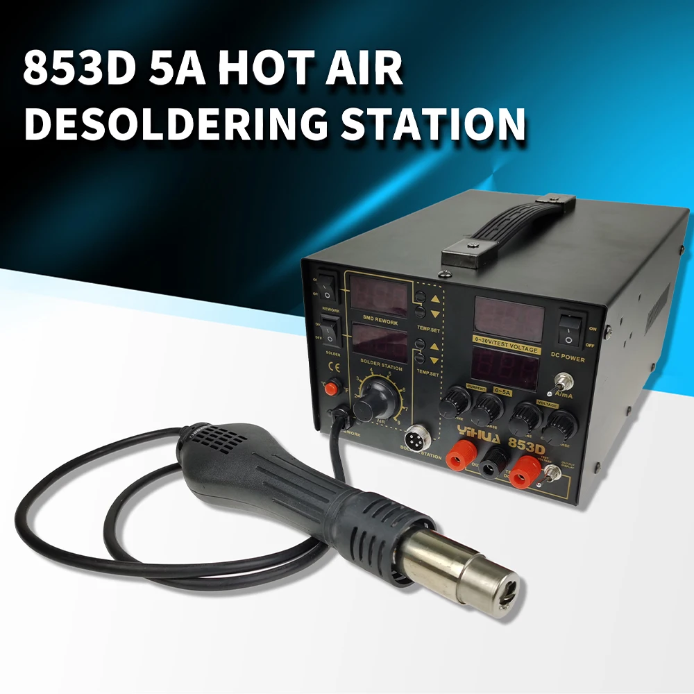 

Hot Air Desoldering Station 853D 5A Three In One Hot Air Soldering Station With Power Supply 30V 5A Skeleton Heater