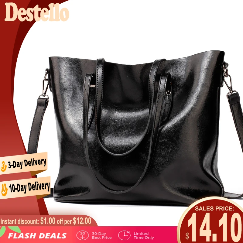 Concise Soft PU Women Shoulder Bags Retro Large Handbags Female Casual High Quality Totes Ladies Office Messenger Bag For Women|Top-Handle Bags| -…