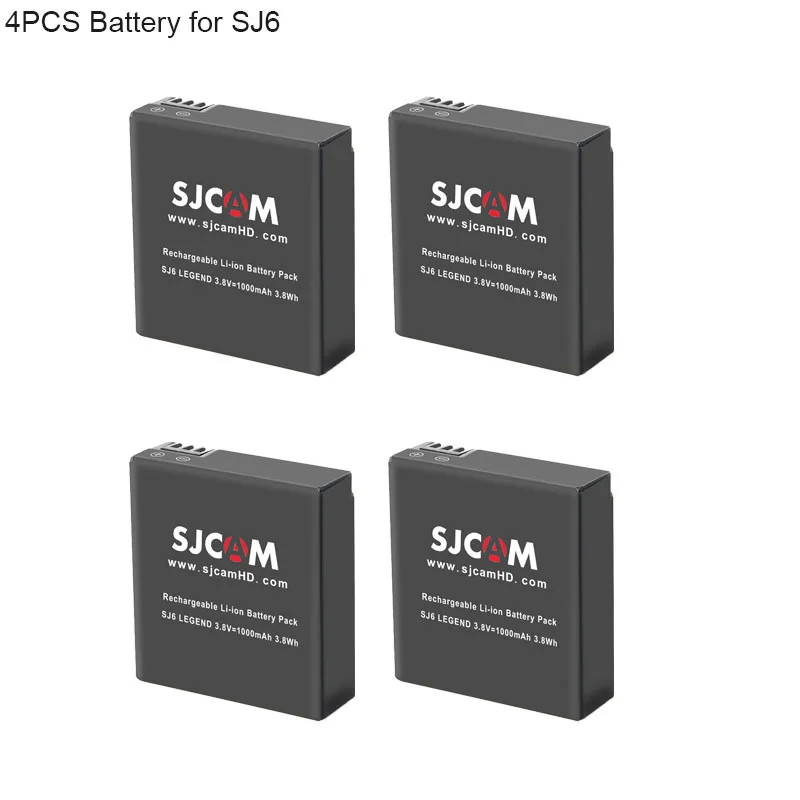 4Battery SJCAM SJ6 Legend аккумулятор 1000mAh литий-ионный дополнительный перезаряжаемый аккумулятор для оригинальных SJ6 акциоин аксессуары для камеры - Цвет: 4Battery
