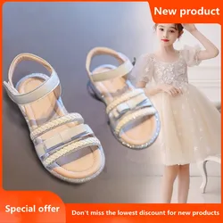 Girls Sandals Little Girls Big Kids Sandals Sweet Summer Soft Non-Slip Children's Beach Shoes Princess Fashion Cute High Quality