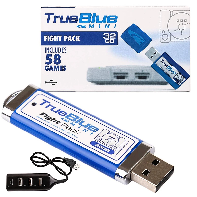 

V3 2 Palayers True Blue Mini Fight Pack for PlayStation Classic (58 games) Games Accessories with a mini USB hub