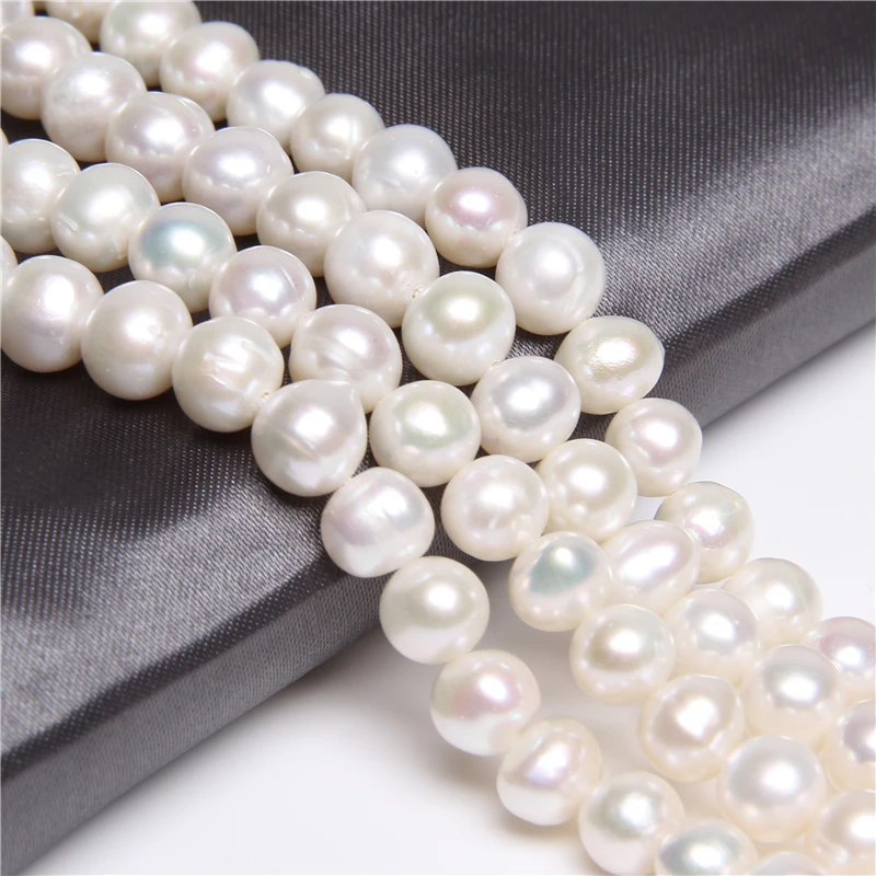 6-10mm White Real Potato Round Pearls Freshwater Natural Pearl Beads For DIY Necklace Bracelet Earring Jewelry Making 14