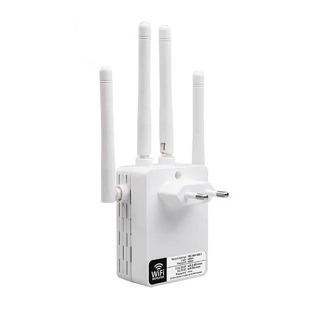 White EU Беспроводной Wi-Fi ретранслятор маршрутизатор 1200 Мбит/с двухдиапазонный 2,4/5G 4 антенны Wi-Fi диапазон расширитель Wi-Fi роутеры Домашняя сеть товары для дома - Цвет: White EU