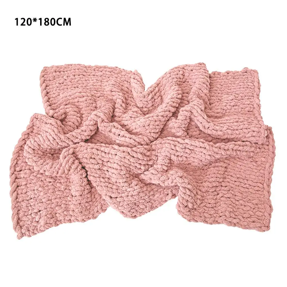 Pink Вязаное одеяло ручной работы из толстой шерсти мериноса, объемное одеяло для взрослых, теплое зимнее одеяло для дивана, кровати, домашний декор, одеяло s - Цвет: Pink