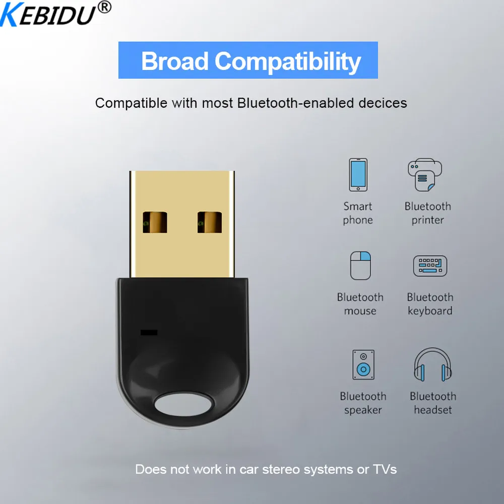 Kebidu CSR 4,0 A2DP Bluetooth адаптер USB ключ совместимый для ПК компьютер динамик аудио/ps4 контроллер/приемник передатчик