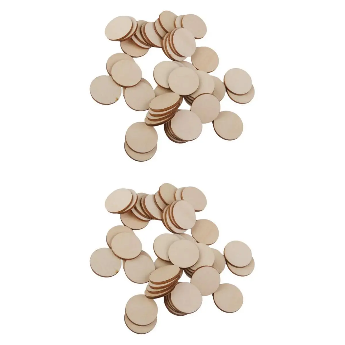80x Blank Plain Round Shaped Cut Wood Slices Discs Art Crafts Pyrography DIY