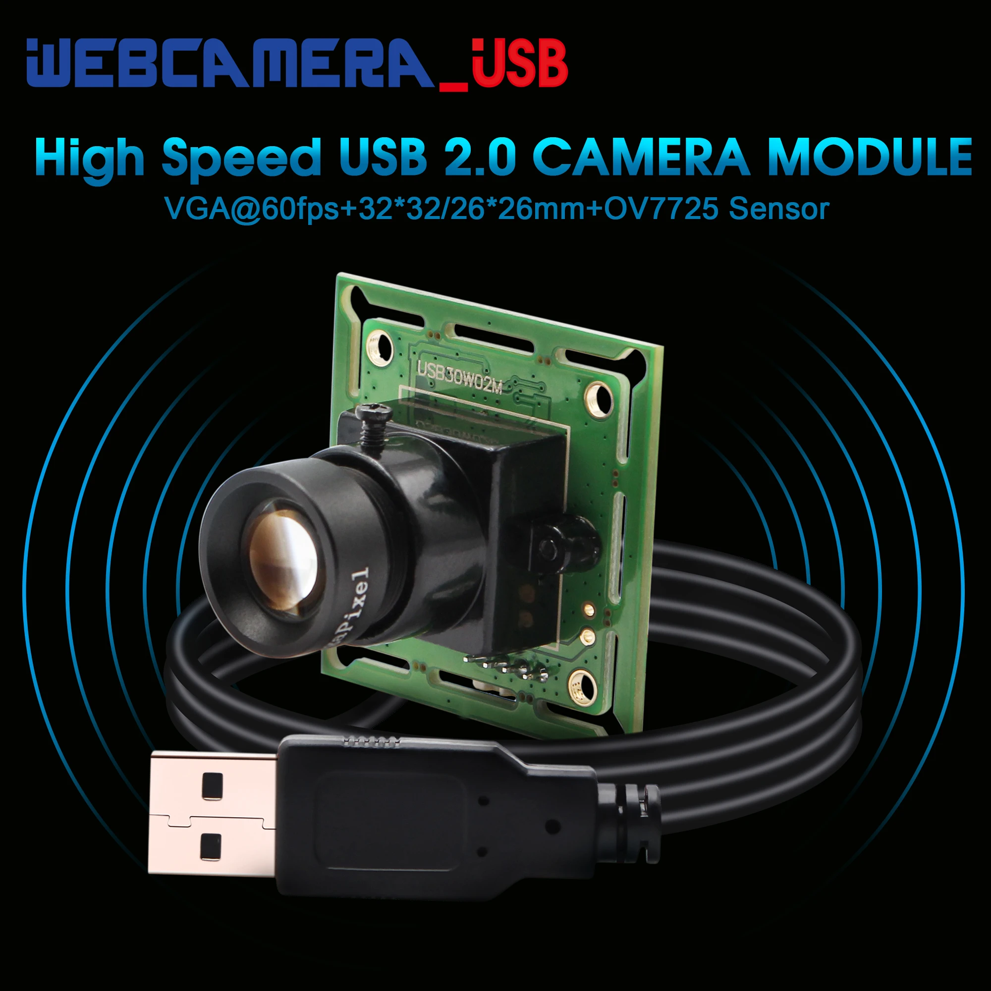 ELP 640*480 VGA USB2.0 OmniVision OV7725 цветной CMOS M12 объектив USB модуль камеры с MJPEG 60 fps плата