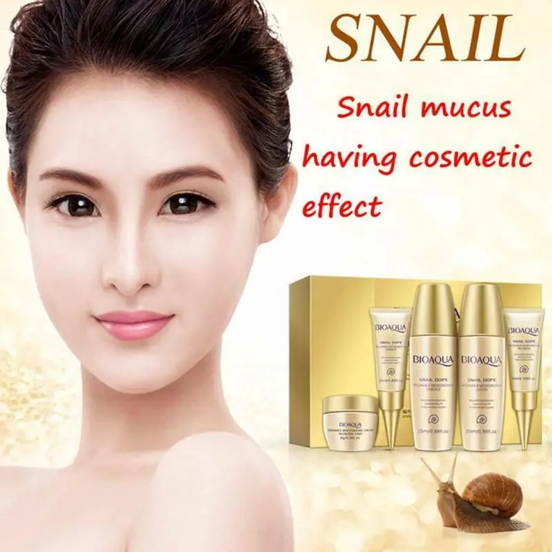 BIOAQUA Snail Cream набор 5 шт. Сыворотка для лица увлажняющий отбеливающий крем для лица с гиалуроновой кислотой улитки против старения морщин