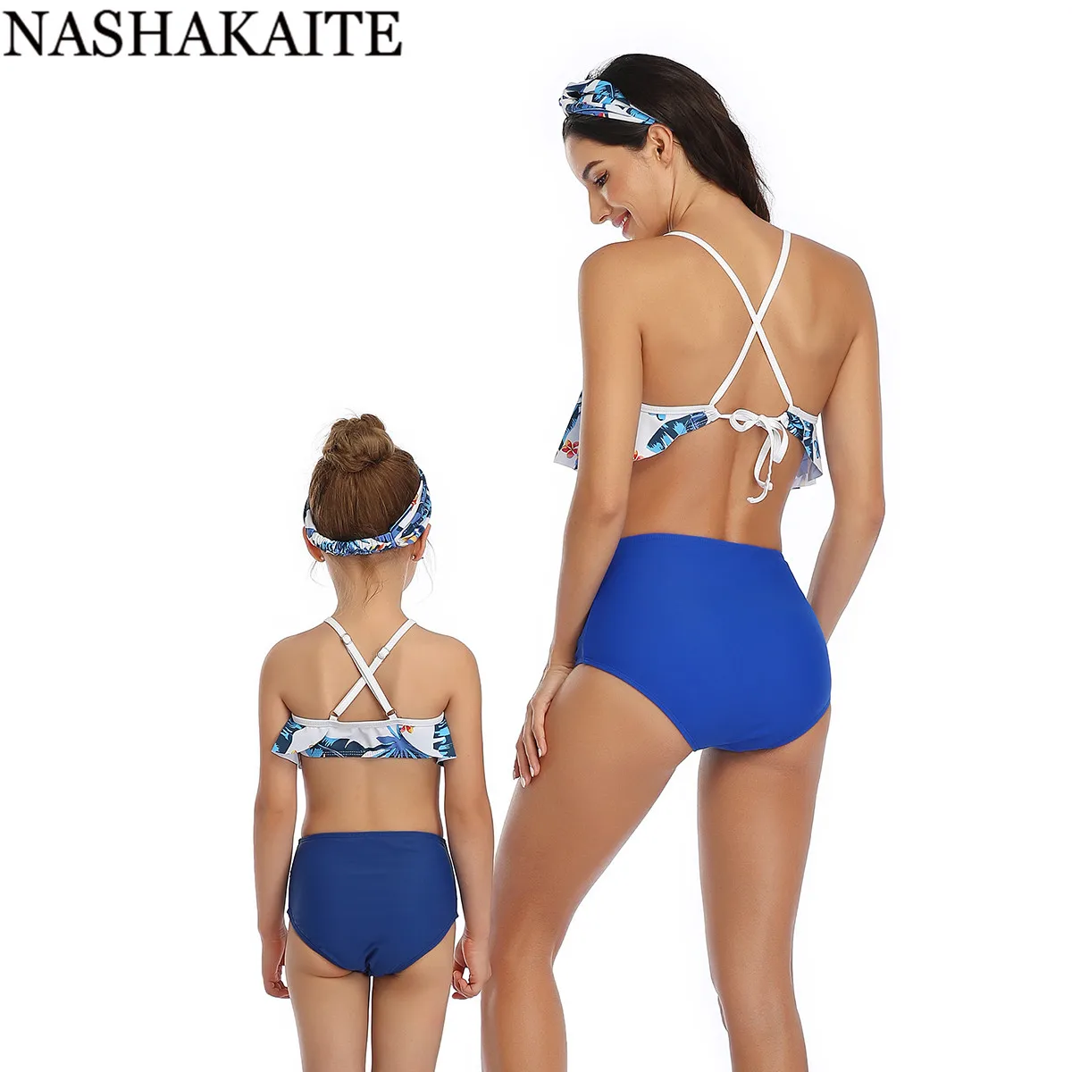 NASHAKAITE/купальный костюм для мамы и дочки; Новинка года; комплект бикини с бретельками на бретельках Из Сетчатой Ткани в стиле пэчворк; Летний Пляжный праздничный семейный купальный костюм