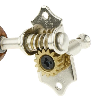 

Handmade 4Pcs Acacia Knob Ukulele Machine Heads Opened-gear, Silver