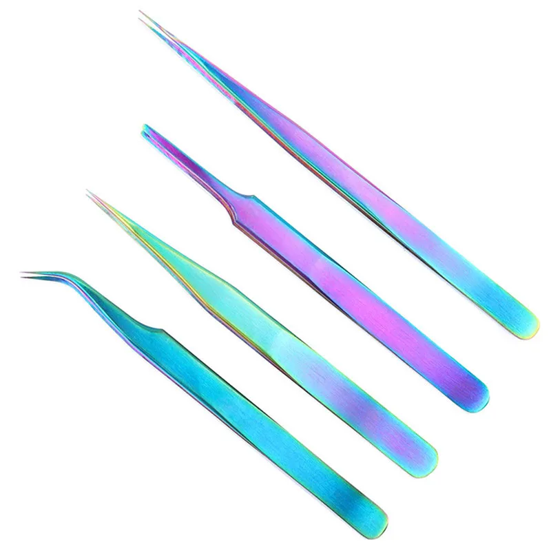 

1pc Volume Lash Tweezers Straight Curved Chameleon Nail Nipper Picker Rhinestone Eyelash Eyebrow Makeup Precision Forceps