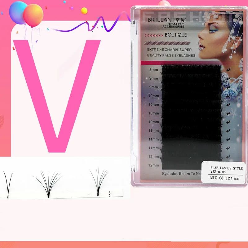 

V Type Individual Eyelashes Big V Eyelash Easy Fanning Double tips naturally super soft real mink cilia premade volume fans