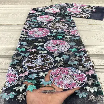 

African Lace Fabric 2020 High Quality Lace Embroidered Nigerian Organza Sequin Lace Fabrics French Tulle Lace Fabric