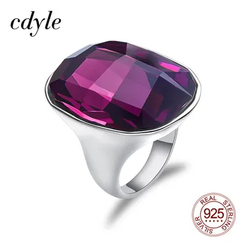 

Cdyle 100% Authentic 925 Sterling Silver Geometric Crystal Finger Ring for Women Minimalist Classic Ring Fine Jewelry New
