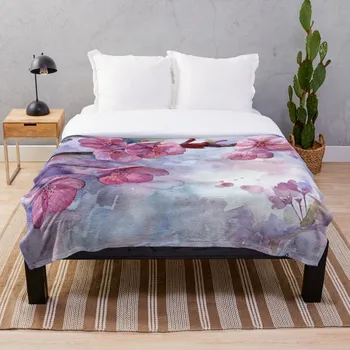 

Sakura Blanket Wool Flannel Plush Blanket Bedspread For office Sherpa Blanket Couch Quilt Cover Travel