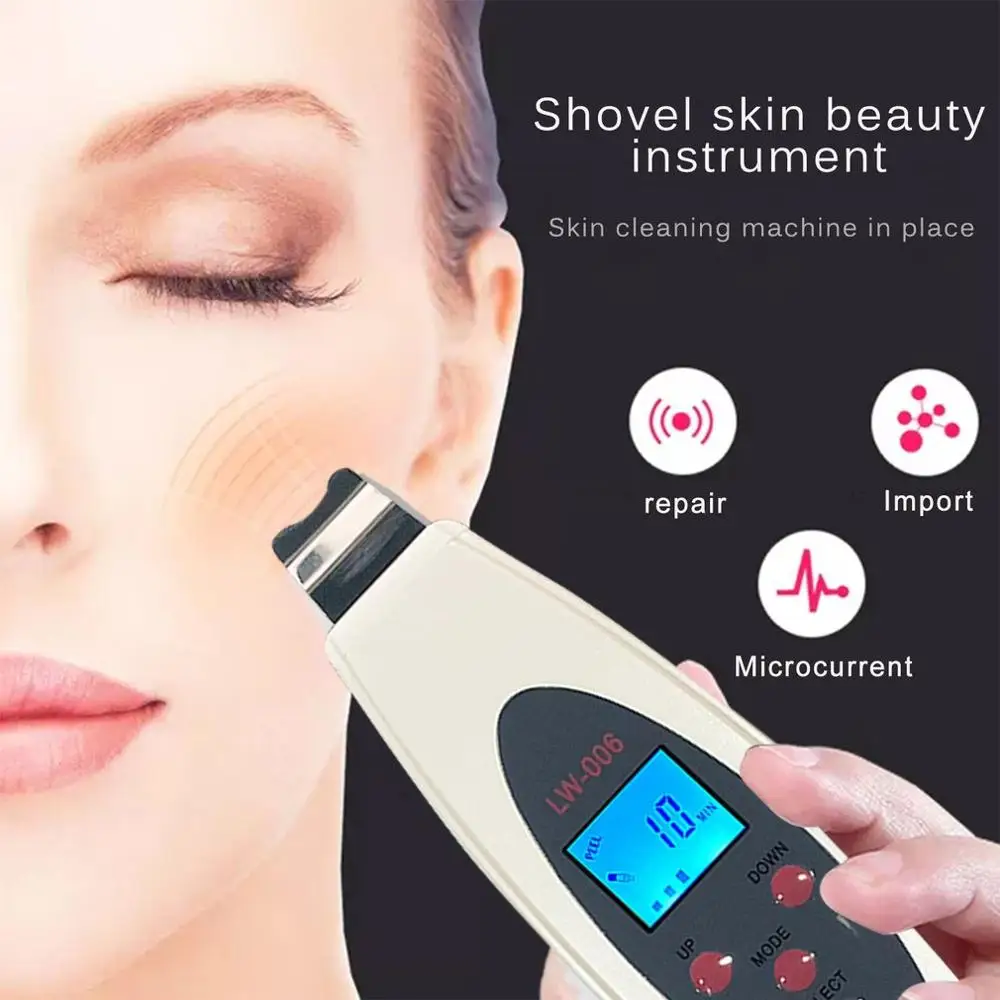 

NEW Small and portable LCD screen Beauty Skin Shovel Skin Machine Blackhead Skin Cleaner Household Ultrasonic Beauty Equipment