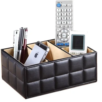

Wooden Leather Makeup Organizer Storage Boxes Make Up Organizer For Jewelry Cosmetics Brush Office Remote control storage holder