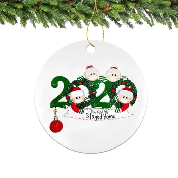 

2020 Quarantine Christmas Birthdays Party Decoration Gift Product Personalized Family Of 5 Ornament, Pandemic -Social Distancing