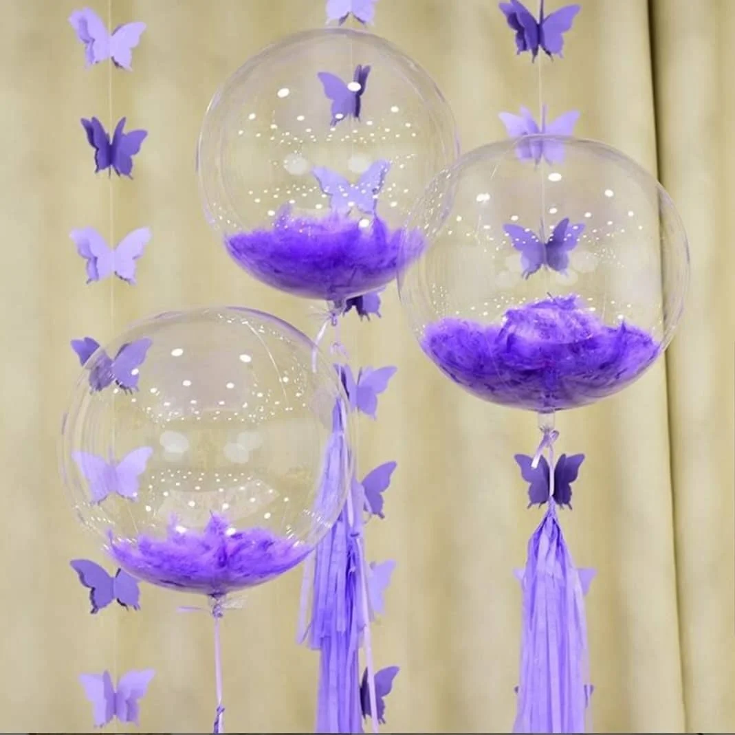 100 Stück Macarons bunte Feder transparente Bobo-Ballons gefüllt Geburtstag Hochzeit Dekore Geschenkbox Ballon DIY Handwerk Füllfeder – Detail 3