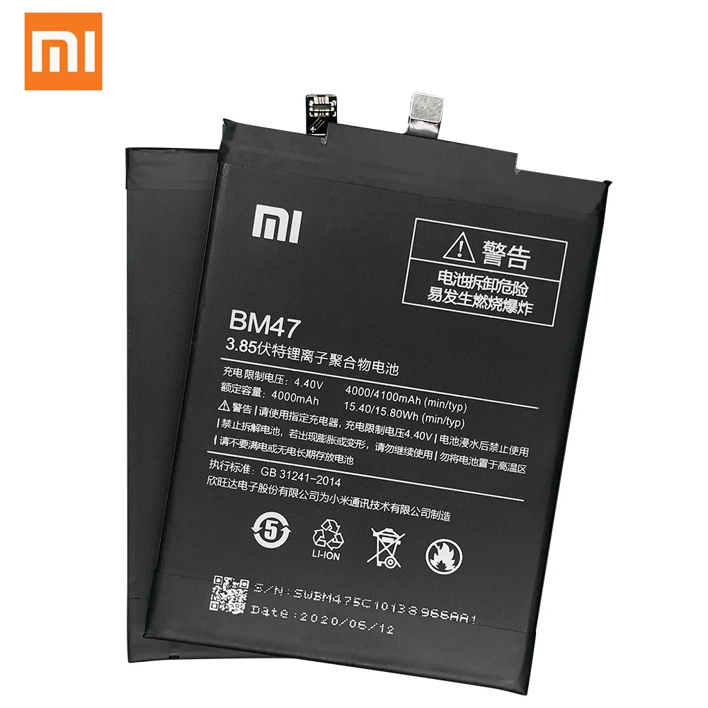 Аккумулятор BM47 для Xiaomi сменная батарея Redmi 3 3S 3X 4X pro Note 5 5A Pro Mi 5X BM46 BN31 BN45