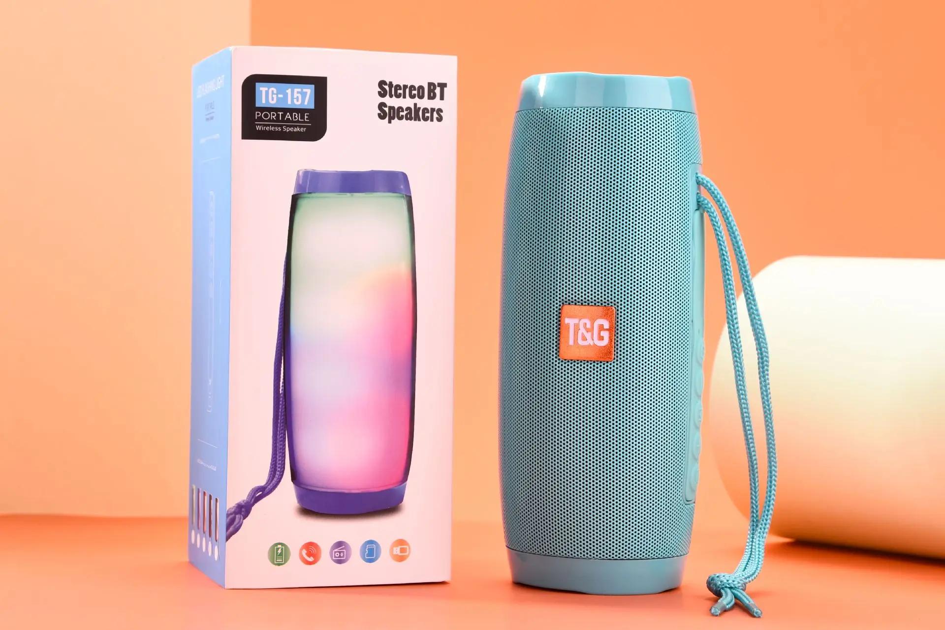 TG157 Bluetooth динамик светодиодный мини фонарь мигающий светильник беспроводной динамик с веревкой наружный портативный динамик 1200 мАч ткань Wate