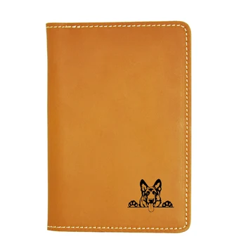 

German Shepherd Dog Engraved Picture Passport Wallet Travel Case Simple Card Holders Leather Passport Cover Travel Card Wallet