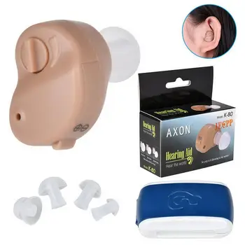 

K80 Ear Hearing Aid Sound Amplifier with Ear Wax Spoon Cleaning Brush Battery Storage Case for Adults & Seniors