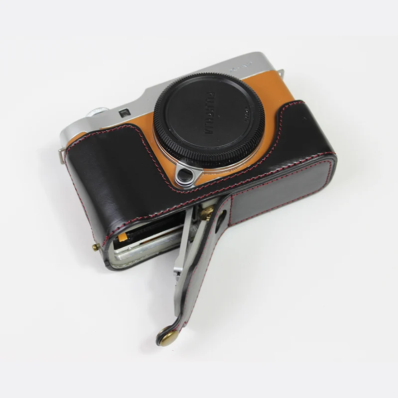 Из искусственной кожи чехол для камеры Сумка для fuji X-A7 XA7 fuji пленка XA-7 протектор держатель оболочки с отверстием батареи