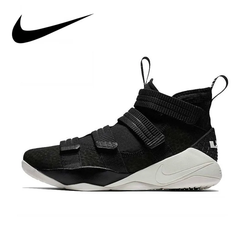 Оригинальная продукция Nike LEBRON SOLDIER 11, мужские баскетбольные кроссовки, удобные, Ретро стиль, высокие, Нескользящие, спортивные, уличные