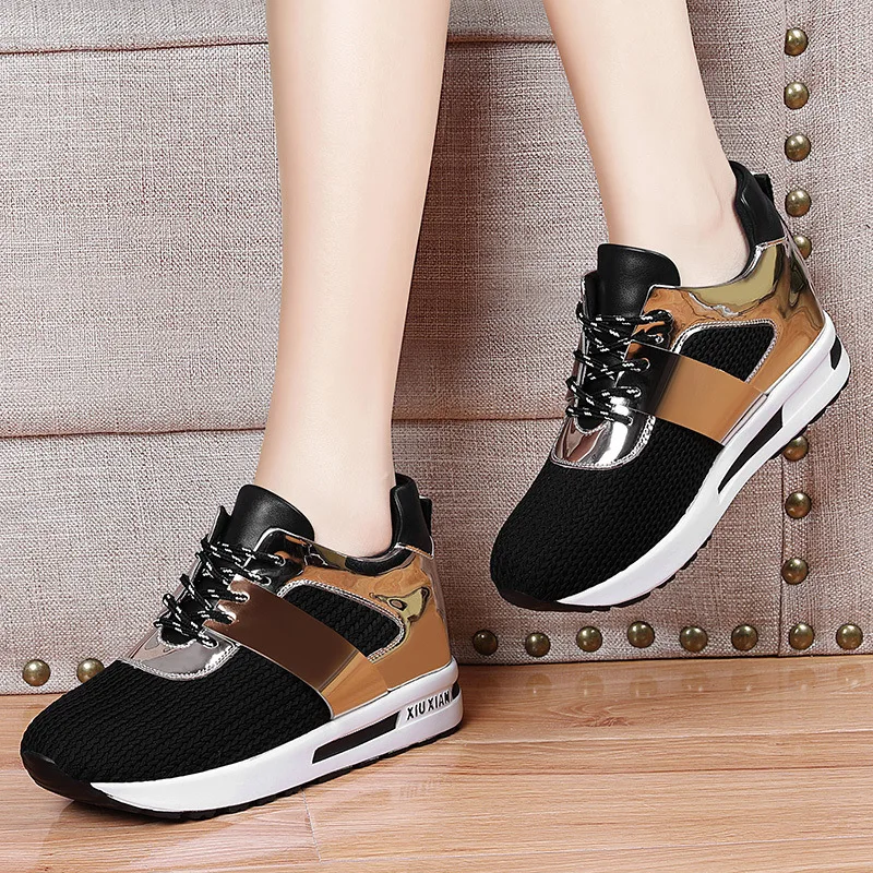 

2019 Spring D8568 Korean-style Versatile Elevator Sports WOMEN'S Shoes New Style Fashion Women's Flat Sneakers