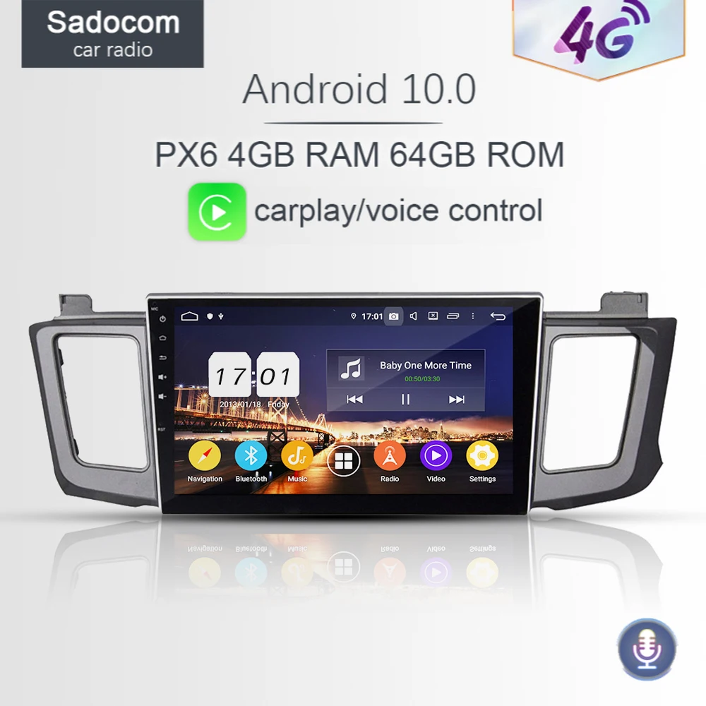 DSP PX6 10 1 &quotAndroid 0 4 Гб + 64 ГБ 8 ядер автомобильный dvd плеер Wifi автомобильное радио RDS