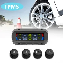Автомобильный Солнечный беспроводной монитор давления в шинах Система шин TPMS ЖК-дисплей с 4 внешними датчиками мониторинг для автомобилей грузовых автомобилей