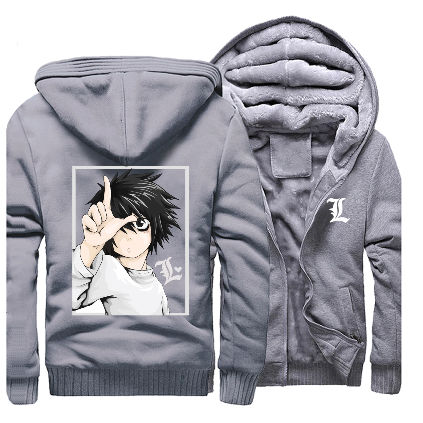 Death Note Аниме куртки мужские японские свитшоты толстовки зимние толстые флисовые пальто на молнии спортивная верхняя одежда размера плюс