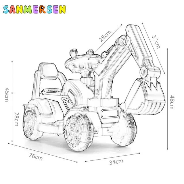 Child Large Excavator Ride on Car Toys Baby Simulation Electric Car Walker Scooter Balance Birthday Gift for 2-6 Years Old Boys 6