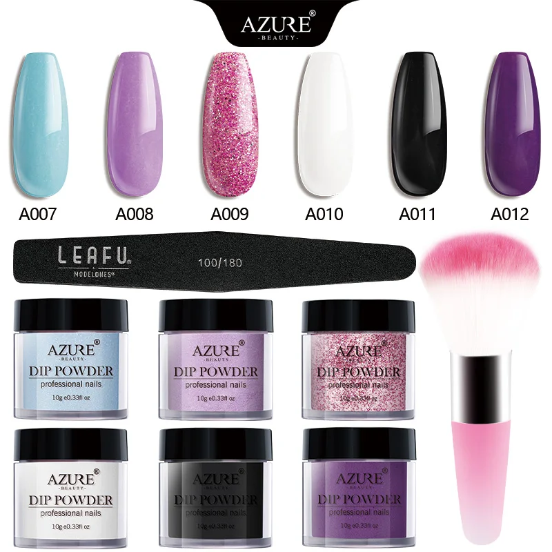 Azure beauty, 8 шт./лот, пудра для погружения, градиентная, блестящая, цветная пудра для ногтей, блестящая пудра, нужен базовый активатор с кистью для ногтей - Цвет: 2