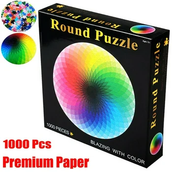 

1000 pcs/set DIY Colorful Rainbow Round Geometrical Photo Puzzle Adult Kids Educational Reduce Stress Toy Jigsaw Puzzle Paper
