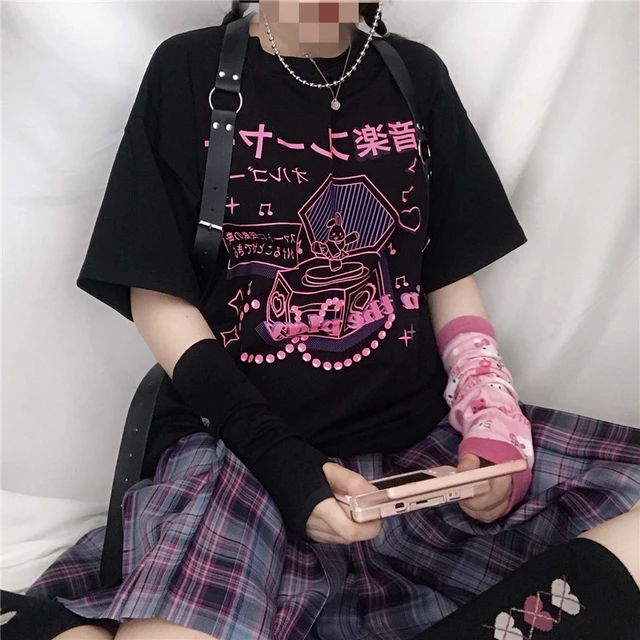 Kawaii roupas goth tshirt feminino y2k estética goth macio estético roupas  kawaii punk roupas topos - AliExpress