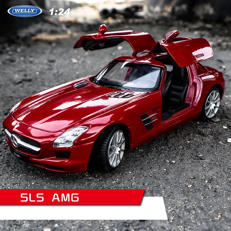 Модель белого автомобиля welly 1:24 Mercedes SLS AMG из сплава модель коллекция украшений