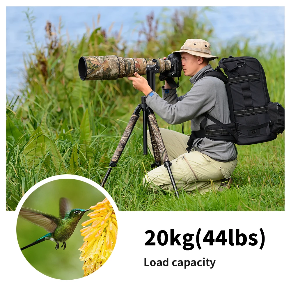 K&F Concept Tripod Head Aluminum Alloy 360 Degree Panoramic Gimbal Tripod Head 1/4'' Standard Quick Release Plate