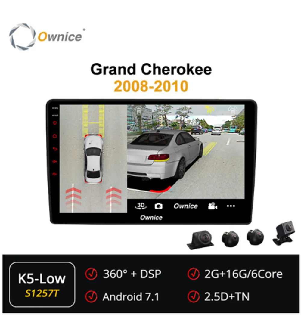 Ownice 6Core Android 7 1 360 панорама автомобиль DVD GPS ForJeep Grand Cherokee 2008 2009 2010 2011 2012 головное