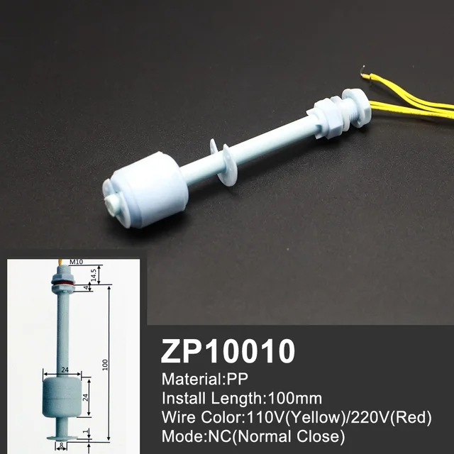 Free Shipping 1 Piece Float Switch Mini Type Poly Propy Water Level Liquid Sensor Normal Close ZP2508-ZP15010 1PC-ZP10010
