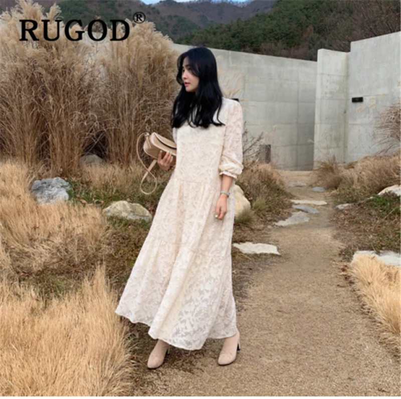 RUGOD 2020 весеннее элегантное женское платье модное кружевное вязаное крючком с