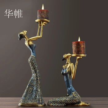 

CLASSICAL LADY SCULPTURE CANDELABRA DECORATIVE POLYRESIN VINTAGE CANDLE HOLDER DINNING TABLE ART AND CRAFT ORNAMENT ACCESSORIES