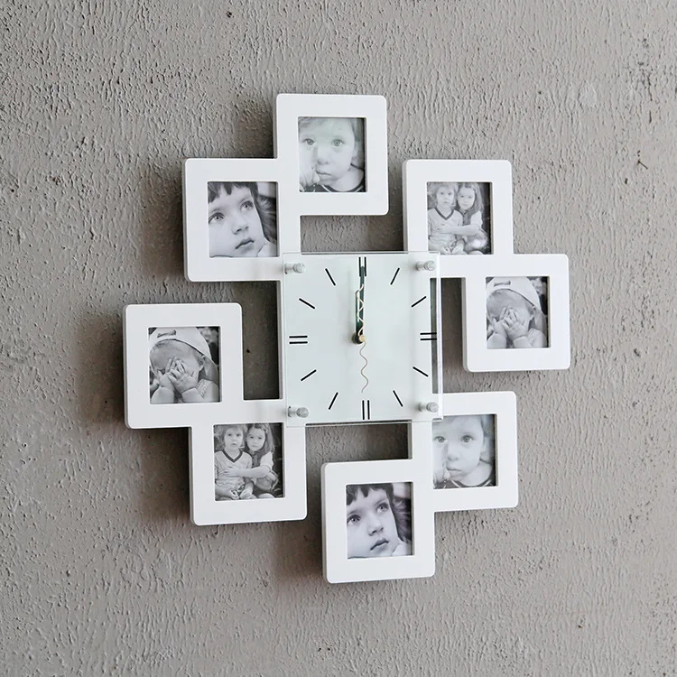 Лидер продаж новейшая настенная рамка из массива дерева набор черно белых часов