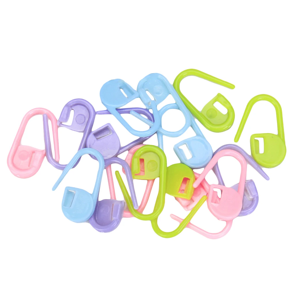 20 Plastic Locking Safety Pin Stitch Marker Holders Knitting Crochet Needles