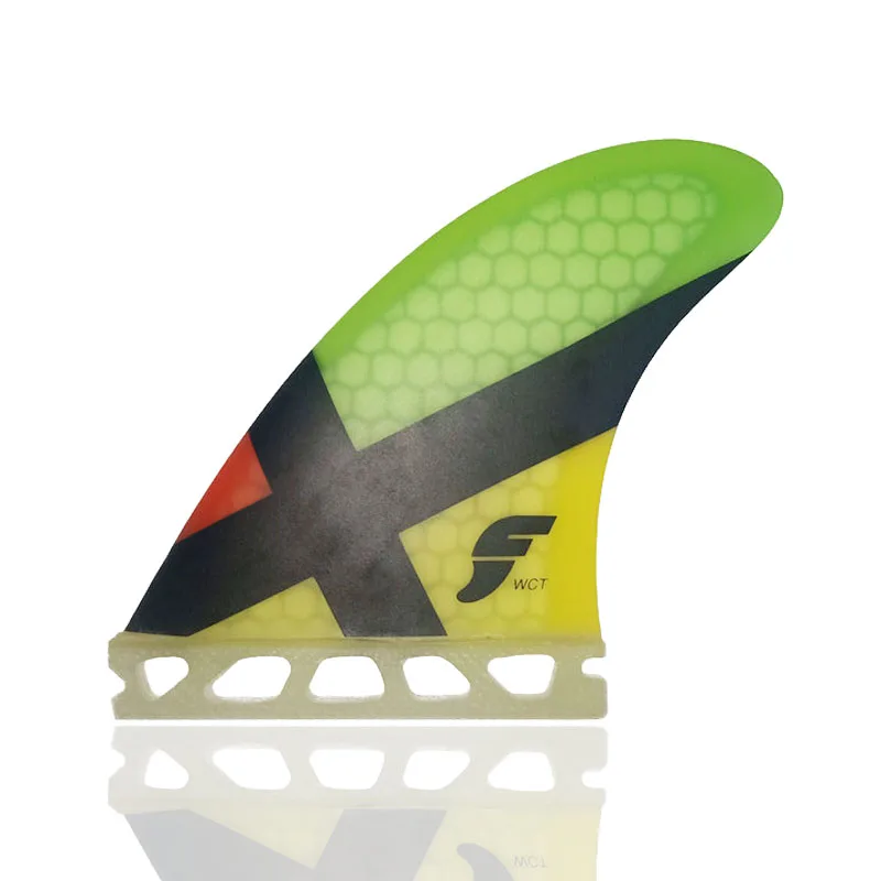 FUTURE FINS THRUSTER - WCT TECHFLEX -Neon Green Hex carbonfiber Surfboard Fins Stock Clearance-Sale