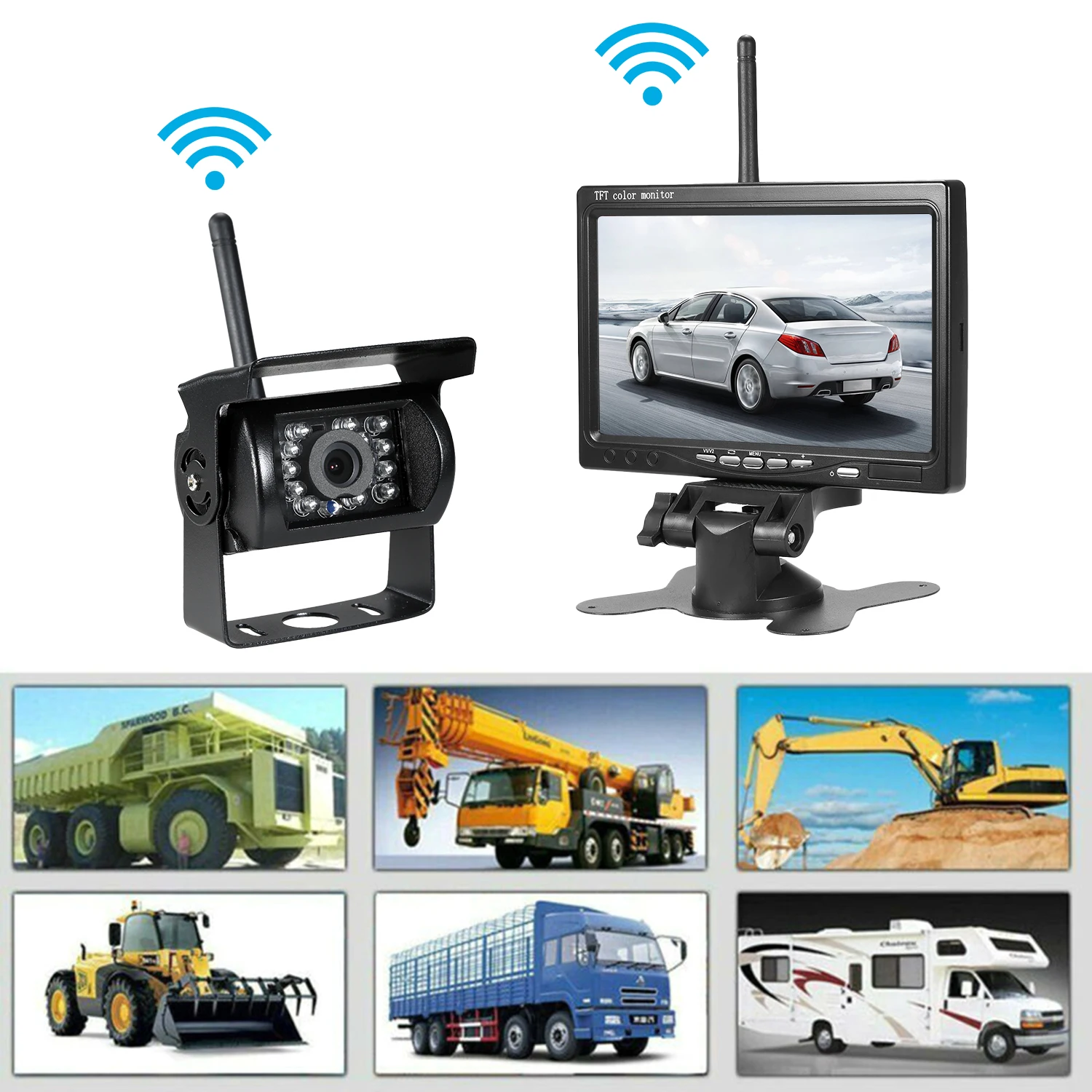 Беспроводной и проводной " LCDDisplay автомобильный монитор резервная камера водонепроницаемая камера заднего вида комплект+ широкоугольная камера ночного видения Парковка