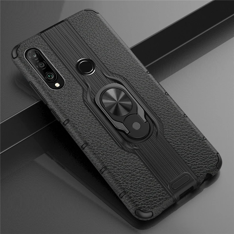 Матовый чехол Natrberg для huawei Honor 20 S, кожаный чехол, автомобильный держатель для пальца, бампер, чехол для Honor 20 S, чехол - Цвет: Черный
